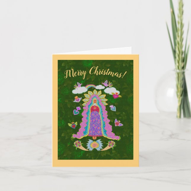 God jul Virgin Mary-mappat anteckningskort (Framsida)