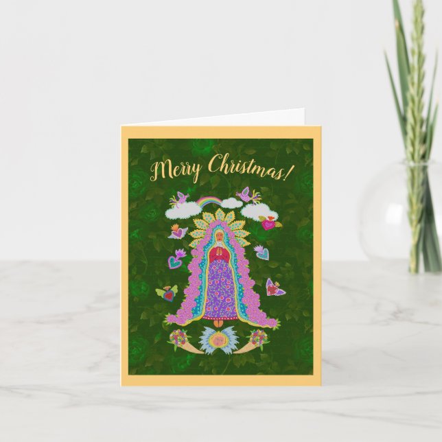 God jul Virgin Mary-mappat anteckningskort (Framsida)