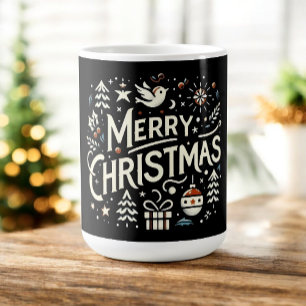 God Jul Vit Grafisk Typografi Magisk Mugg