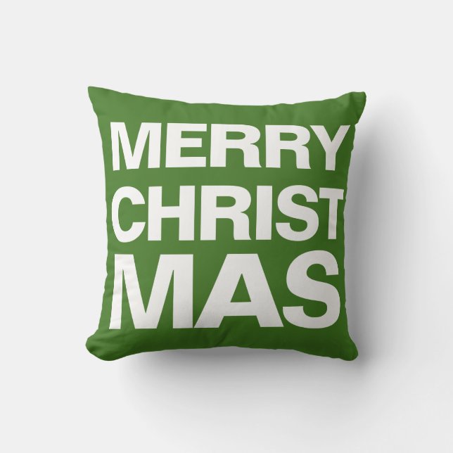 GOD JUL - vit på röd och vit på grönten Kudde (Framsida)