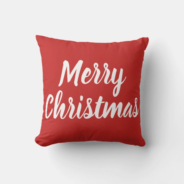 GOD JUL - vit på rött Kudde (Framsida)
