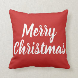 GOD JUL - vit på rött Kudde