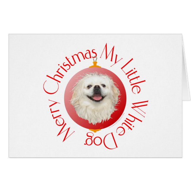 God Jul Vit Pekingese Hälsningskort (Framsidan Horizontal)