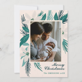 God jul, vit poinsettias, foto kort