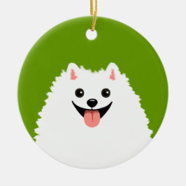 God jul, vit Pomeranian Tecknad hund Julgransprydnad Keramik