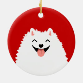 God jul, vit Pomeranian Tecknad hund Julgransprydnad Keramik