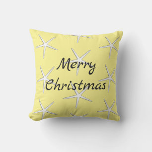 God Jul Vit Sjöstjärna Mönster Present Gul Kudde