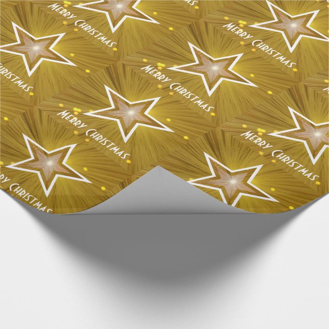 God jul, vit text i Guld Star Presentpapper (Hörn)