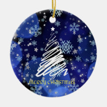 "God jul" Vita träd över djupt blå