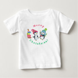 God jul Vitaktiga penguiner som ger gåvor T Shirt