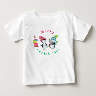God jul Vitaktiga penguiner som ger gåvor T Shirt