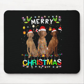 God jul Vizsla Shirt Santa Hat Ljus Julafton Musmatta