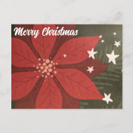 God jul vykort - Poinsettia & Stars