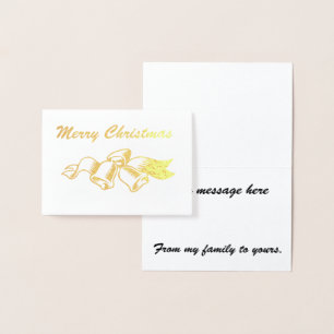 God jul w/Klockor och Ribbon Folierat Kort