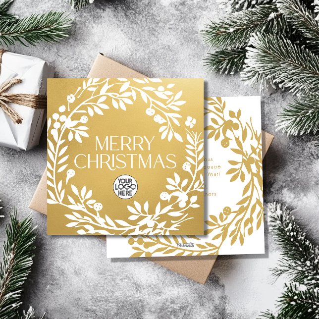 God jul WAN Business Logotyp Faux Guld Julkort (Skapare uppladdad)