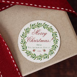 God jul WAN-familjen Runt Klistermärke<br><div class="desc">Vackra gröna andetag och anpassaden av God jul.</div>