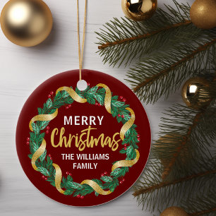 god jul WAN Guld Family Anpassningsbar Red Julgransprydnad Keramik
