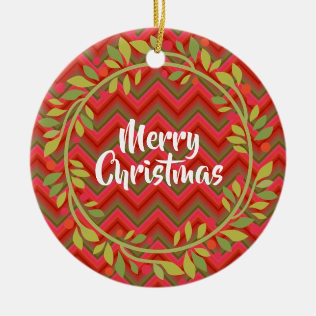 God jul Wandeand and Chevron Retro Julgransprydnad Keramik (Framsidan)