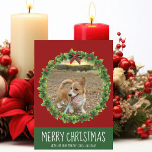 god jul Wandeand Cute Anpassningsbar Hund Photo Re Julkort