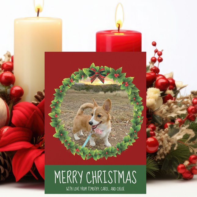 God jul Wandeand Cute Anpassningsbar Hund Photo Re Julkort (Skapare uppladdad)