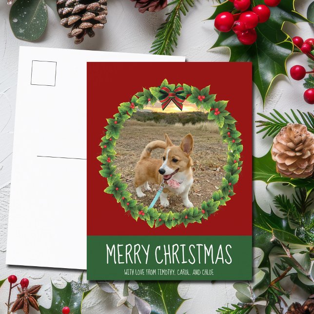 God jul Wandeand Cute Anpassningsbar Hund Photo Re Vykort (Skapare uppladdad)