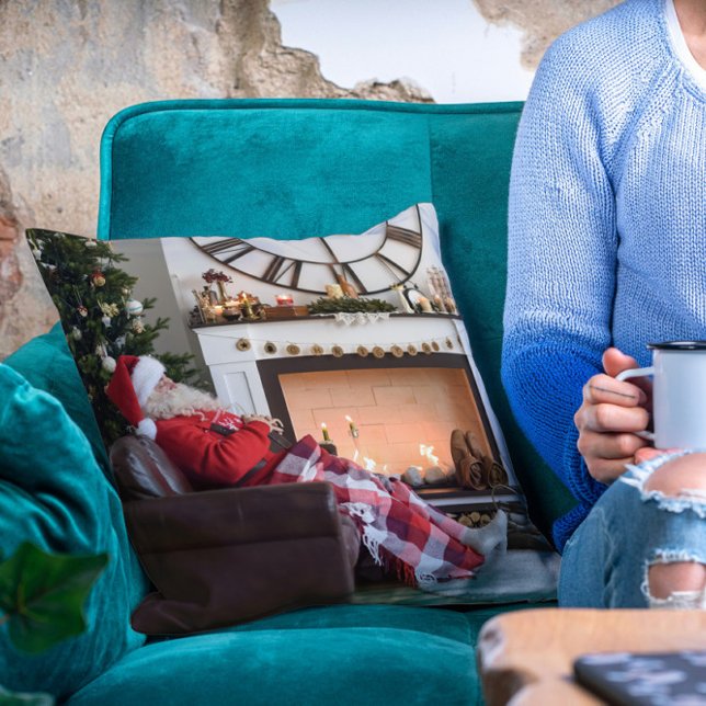 God jul Warm och Mysigt Fireplace Santa Kudde (Skapare uppladdad)