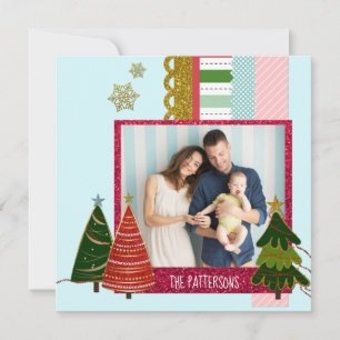 God jul Washi Tape Personlig Photo Julkort