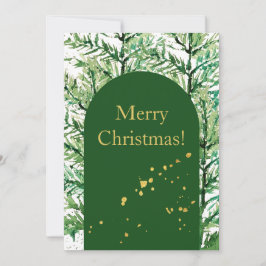 God jul Watercolor Art Träd Julkort