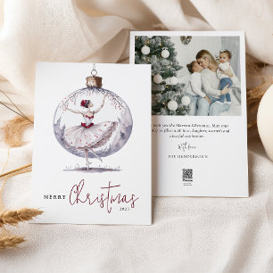 God jul Watercolor Bauble Photo Julkort