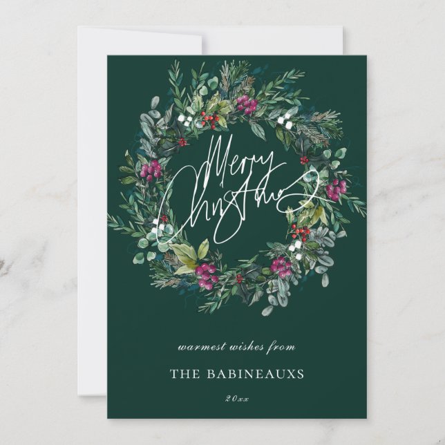 god jul Watercolor Berry Wandan Julkort (Framsida)