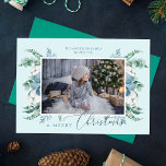 God jul Watercolor Botanical Helgdag Photo Kort<br><div class="desc">Använda de här vattenfärgsgröna julkorten med ditt anpassningsbar-foto,  namn och personlig-helgdag-meddelande för att önska dina vänner och familj ett God jul.</div>