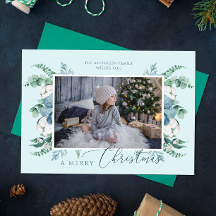 God jul Watercolor Botanical Helgdag Photo Kort