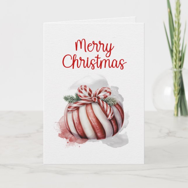 God jul Watercolor Candy cane Candy Helgkort (Framsida)