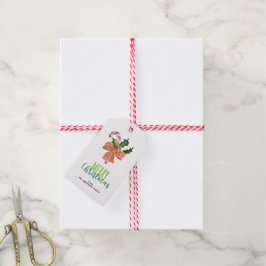 God jul Watercolor Candy cane Personlig Presentetikett