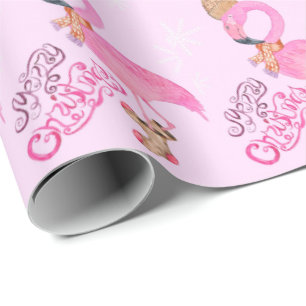 God jul Watercolor Flamingo Presentpapper