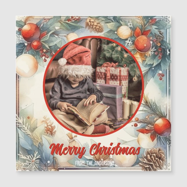 God jul Watercolor Foliage Greenery Photo (Framsida)
