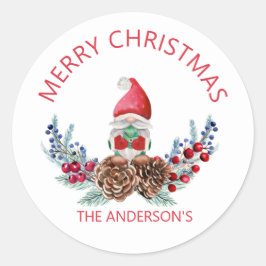 God jul Watercolor Gnome Runt Klistermärke