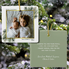 God jul Watercolor Gräs Guld Photo Ram Julgransprydnad Keramik