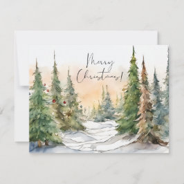 God jul Watercolor Gräs Träd Note Card Inbjudningar
