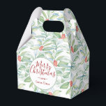 God jul, Watercolor Greenery Cookie Presentaskar<br><div class="desc">Designad att samordna med min insamling av botaniska julklappar. Den här favoritrutan har min ursprungliga vattenfärg Grey mönster i röda nyanser och grönt med God jul i ord i en trendig-handskriven typografi. Anpassa till ord Tack med namn och datum. Perfekt för cookies, kakor eller som en tackbox för julbröllop. Om...</div>