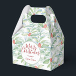 God jul, Watercolor Greenery Cookie Presentaskar<br><div class="desc">Designad att samordna med min insamling av botaniska julklappar. Den här favoritrutan har min ursprungliga vattenfärg Grey mönster i röda nyanser och grönt med God jul i ord i en trendig-handskriven typografi. Anpassa till ord Tack med namn och datum. Perfekt för cookies, kakor eller som en tackbox för julbröllop. Om...</div>