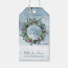 God jul Watercolor Holly Glitter Star Snö Presentetikett