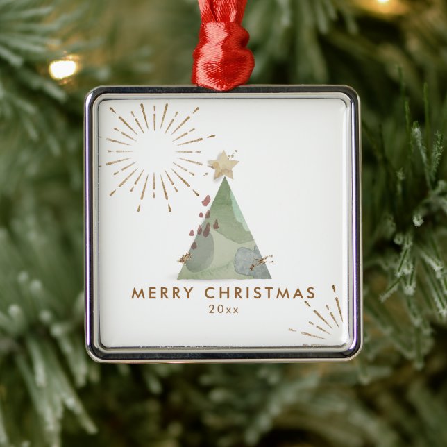 God jul Watercolor Julgran Julgransprydnad Metall (Träd)