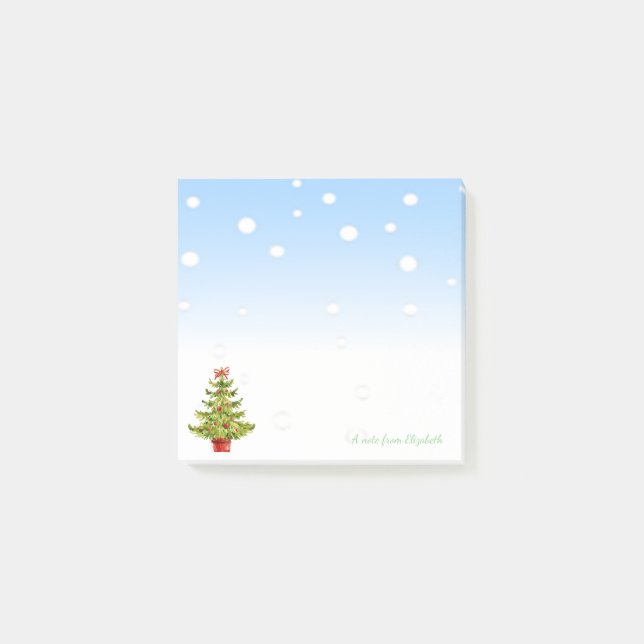 God jul, Watercolor Julgran Post-it Block (Framsida)