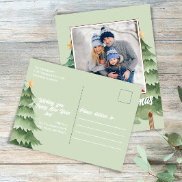 God jul Watercolor Julgranar Helg Vykort