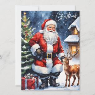 God jul Watercolor Jultomten Julkort