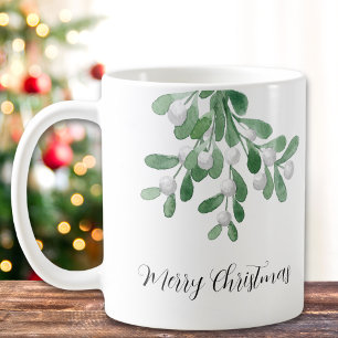 God jul Watercolor Mistletoe Greenery Kaffemugg