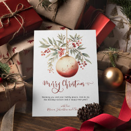 God jul Watercolor Ornament Holly Berry Julkort