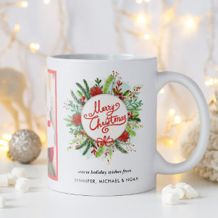 God jul Watercolor Poinsettia Wandeness Photo Kaffemugg