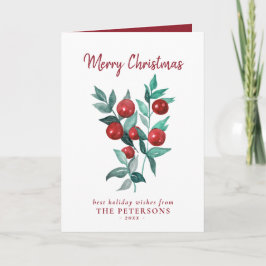 God jul Watercolor Red Berries-kort Kort